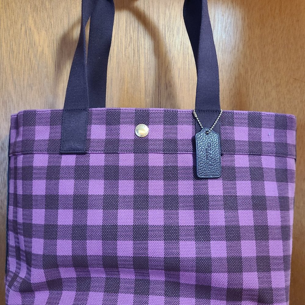 Coach Derby Tote -Purple/Mulberry Buffalo Plaid Check